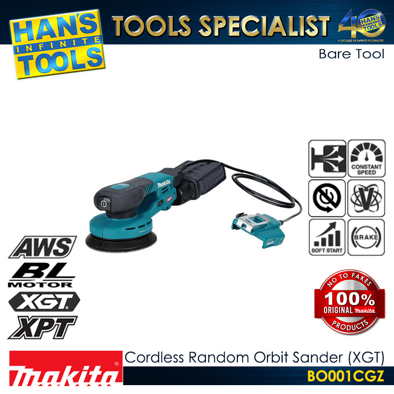 Makita BO001CGZ Cordless Random Orbit Sander 125mm (5") with Variable Speed, Dust-Extraction System XGT 40Vmax [Bare Tool only]