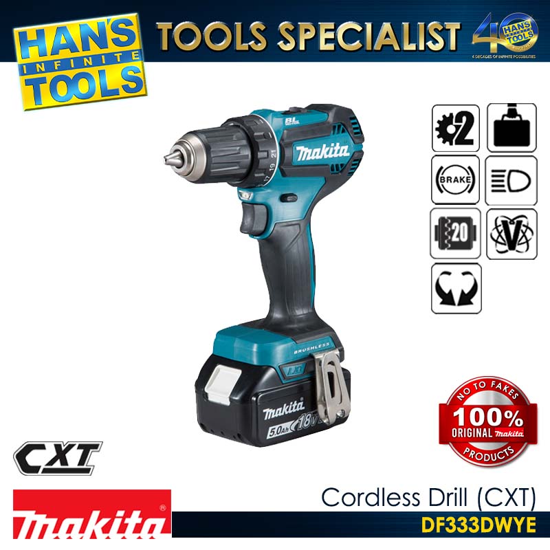 Makita DF333DWYE Cordless Drill 10mm (3/8") 28Nm CXT 12Vmax [Kit Set]