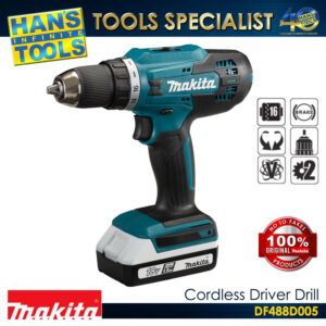 Makita DF488D005 Cordless Driver Drill 13mm (1/2") 18V G-Series [Kit Set w/ 74pcs Accessories]