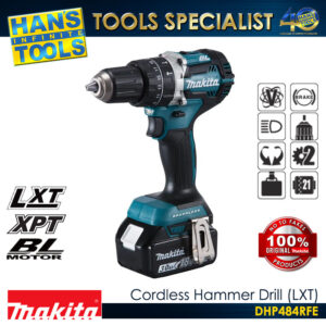 Makita DHP484RFE Cordless Hammer Drill (Brushless) 13mm (1/2") 60Nm (530 in-lbs) 18V LXT[Kit Set]
