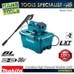 Makita DHW080ZK Cordless High Pressure Washer 8Mpa (1160psi) Brushless LXT 18V x2 (36V) (Bare Tool only)