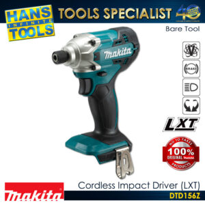 Makita DTD156Z Cordless Impact Driver 155Nm LXT 18V 6.35 (1/4") (1370in-lbs) (Bare Tool only)