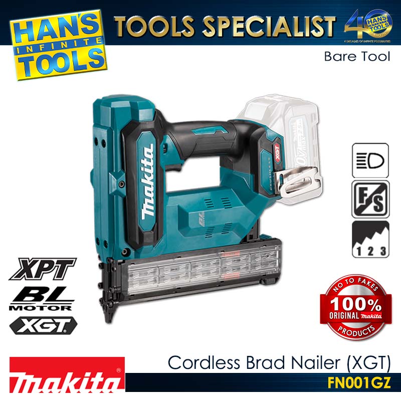 Makita FN001GZ Cordless Brad Nailer (Brushless) 35mm (1-3/8") 18Ga XGT 40Vmax (Bare Tool)