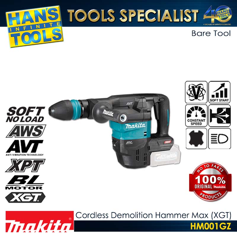 Makita HM001GZ Cordless Demolition Hammer Max SDS-Plus (Brushless) 18mm (11/16") XGT 40Vmax (Bare Tool only)