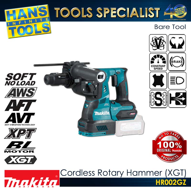 Makita HR002GZ Cordless Rotary Hammer (Brushless) SDS-Plus 28mm (1-1/8") 2.9J XGT 40Vmax (Bare Tool)
