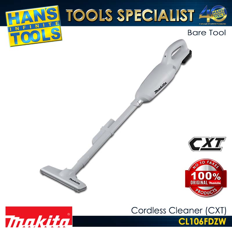 Makita Cordless CL106FDZW Cleaner 1.3m³/min, 3.1KPa 600ml CXT 12V (Bare Tool)