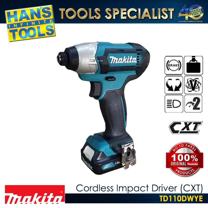 Makita TD110DWYE Cordless Impact Driver 110Nm CXT 12Vmax [Kit Set]