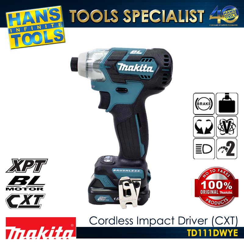 Makita TD111DWYE Cordless Impact Driver (Brushless) (A-Mode) 135Nm CXT 12Vmax [Kit Set]