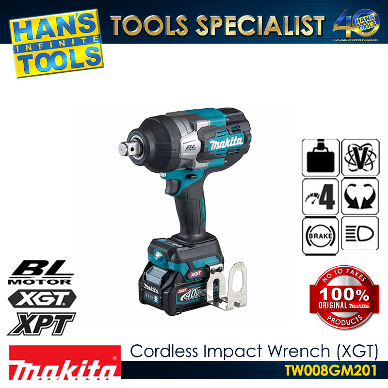 Makita TW008GM201 Cordless Impact Wrench 12.7mm (1/2") 760Nm (Pin Detent) XGT 40Vmax [Kit Set]