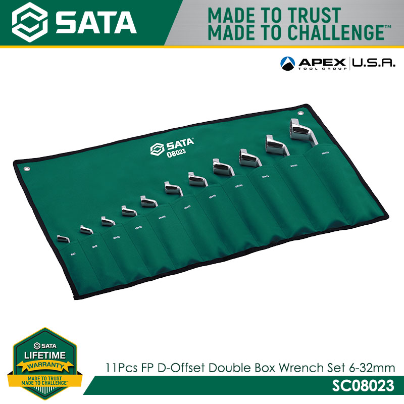 SATA SC08023 11pcs. FP D-Offset Double Box Wrench Set 6-32mm