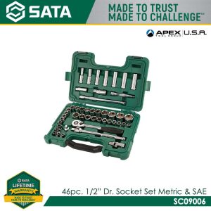 SATA SC09006 46Pc. 1/2" Dr. Socket Set, Metric & S.A.E.