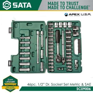 SATA SC09006 Socket Set Metric & SAE 46Pc. 1/2" Drive