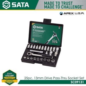 SATA SC09131 25pc. 13mm Drive Pass-thru Socket Set