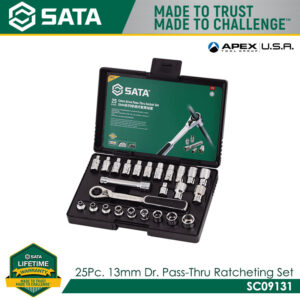 SATA SC09131 25Pc. 13mm Dr. Pass-Thru Ratcheting Set