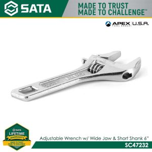 SATA Adjustable Wrench w/Wide Jaw &Short Shank