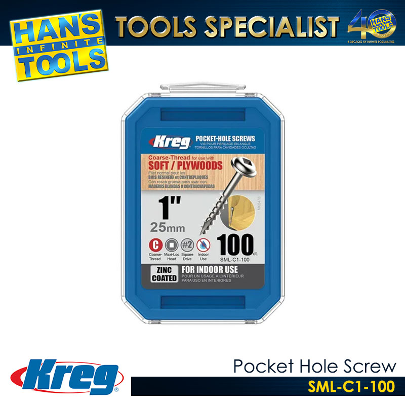 Kreg SML-C1-100 Pocket Hole Screw 1" (25mm) Coarse