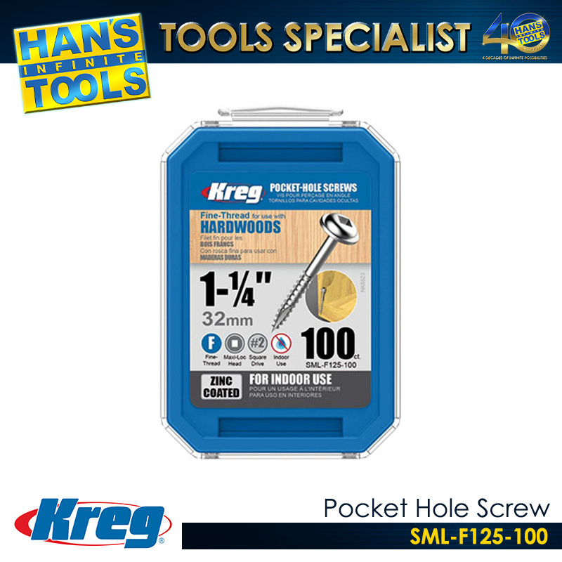 Kreg SML-F125-100 pocket Hole Screw 1-1/4" Fine