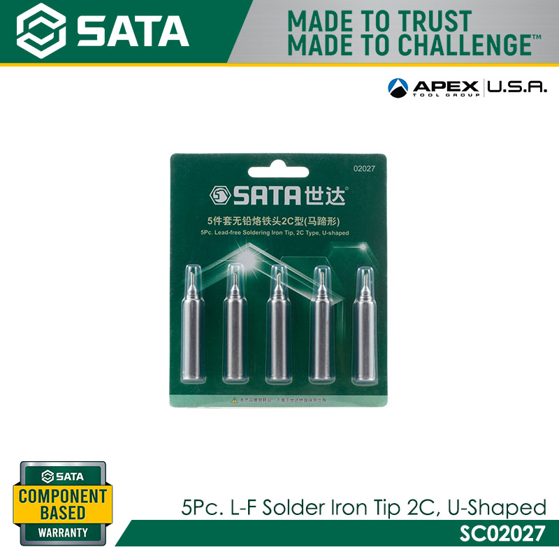 SATA SC02027 5Pc. L-F Solder Iron Tip, 2C, U-Shaped - Image 2