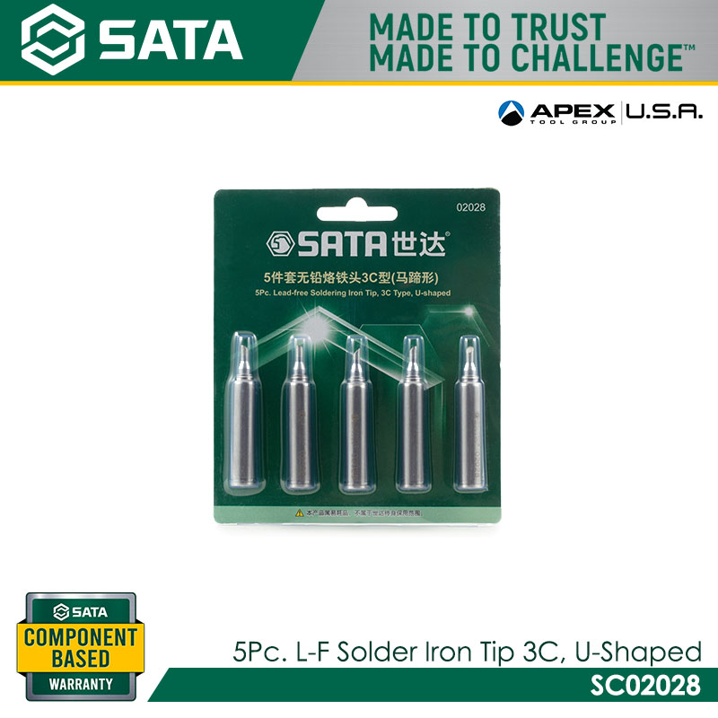 SATA SC02028 5Pc. L-F Solder Iron Tip, 3C, U-Shaped - Image 2