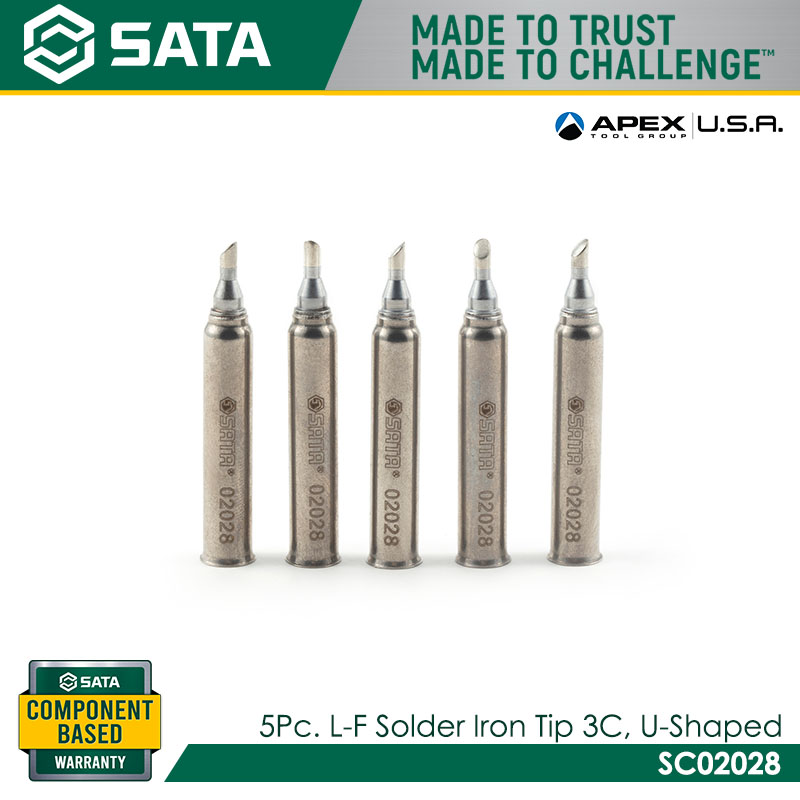 SATA SC02028 5Pc. L-F Solder Iron Tip, 3C, U-Shaped - Image 3