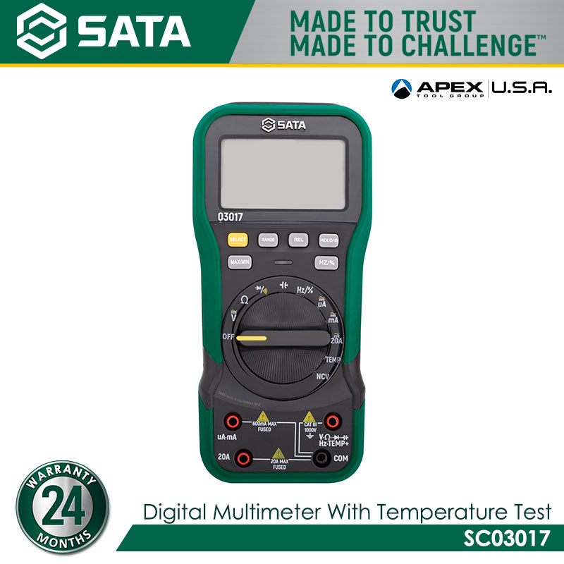 SATA SC03017 Digital Multimeter with Temperature Test - Image 2