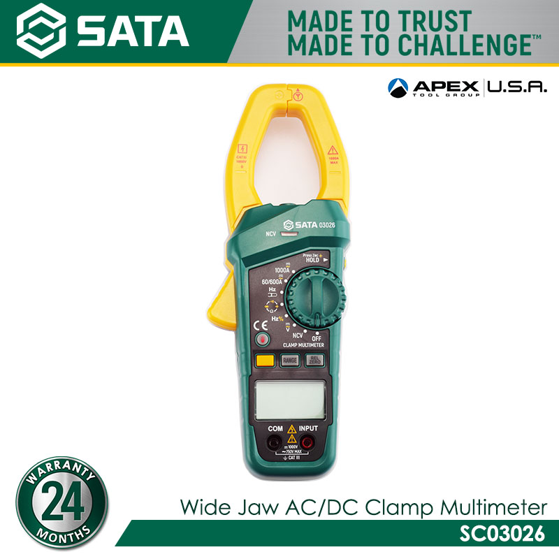 SATA SC03026 Wide Jaw AC/DC Clamp Meter - Image 2