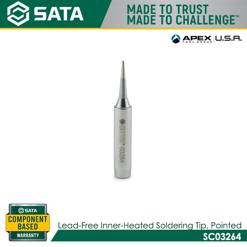 SATA SC03264 Lead-Free inner-Heated Soldering Tip, Pointed