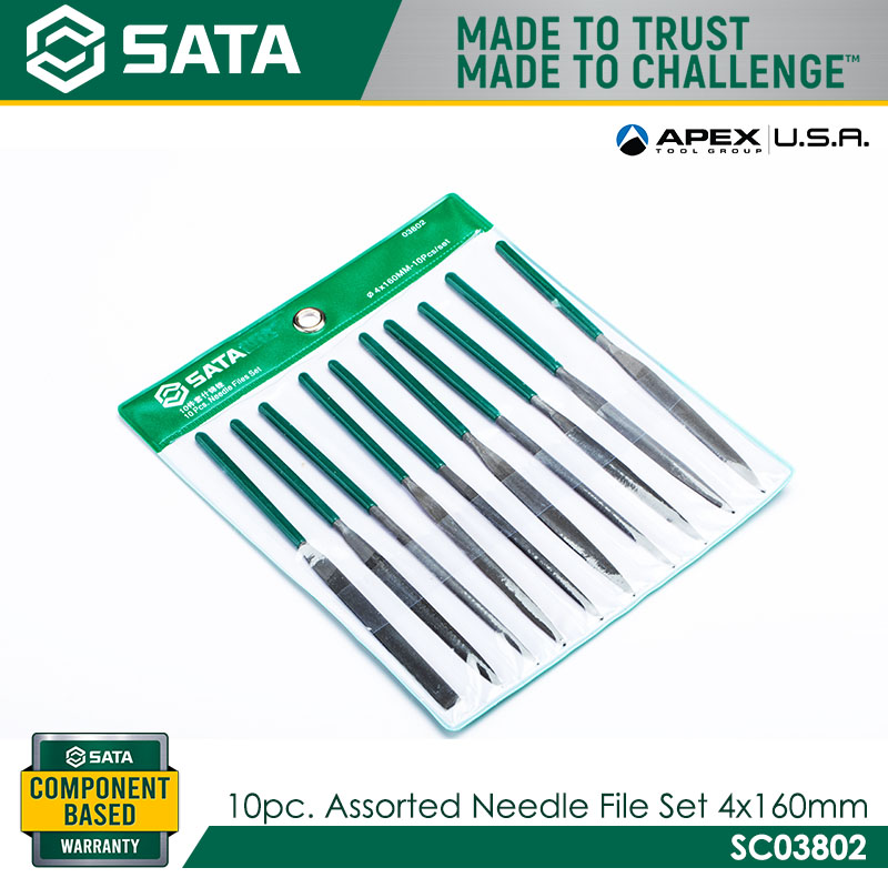 SATA SC03802 10Pc. Assorted Needle File Set 4×160mm - Image 2