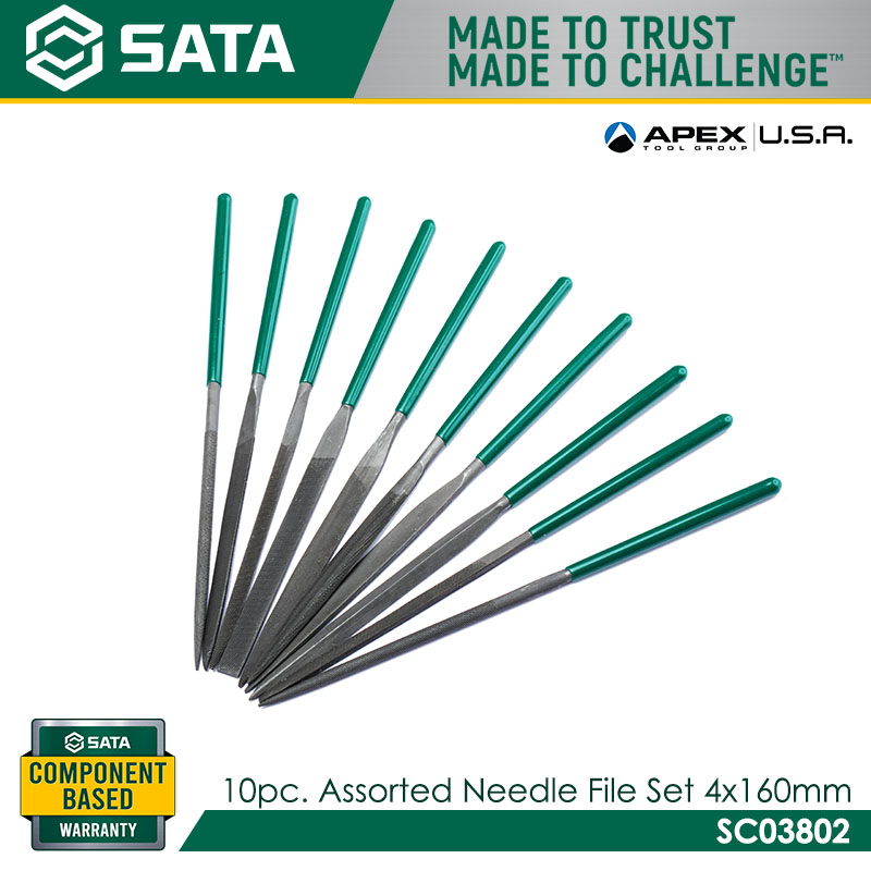 SATA SC03802 10Pc. Assorted Needle File Set 4×160mm - Image 3