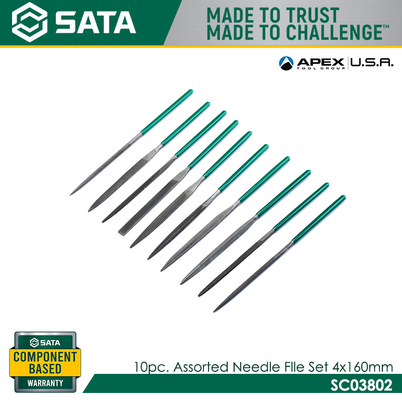 SATA SC03802 10Pc. Assorted Needle File Set 4×160mm