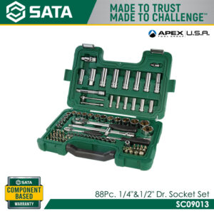 SATA SC09013 88PC. 1/4"&1/2" Dr. Socket Set