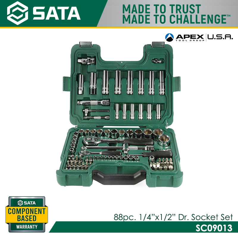 SATA SC09013 88Pc. 1/4"×1/2" Dr. Socket Set