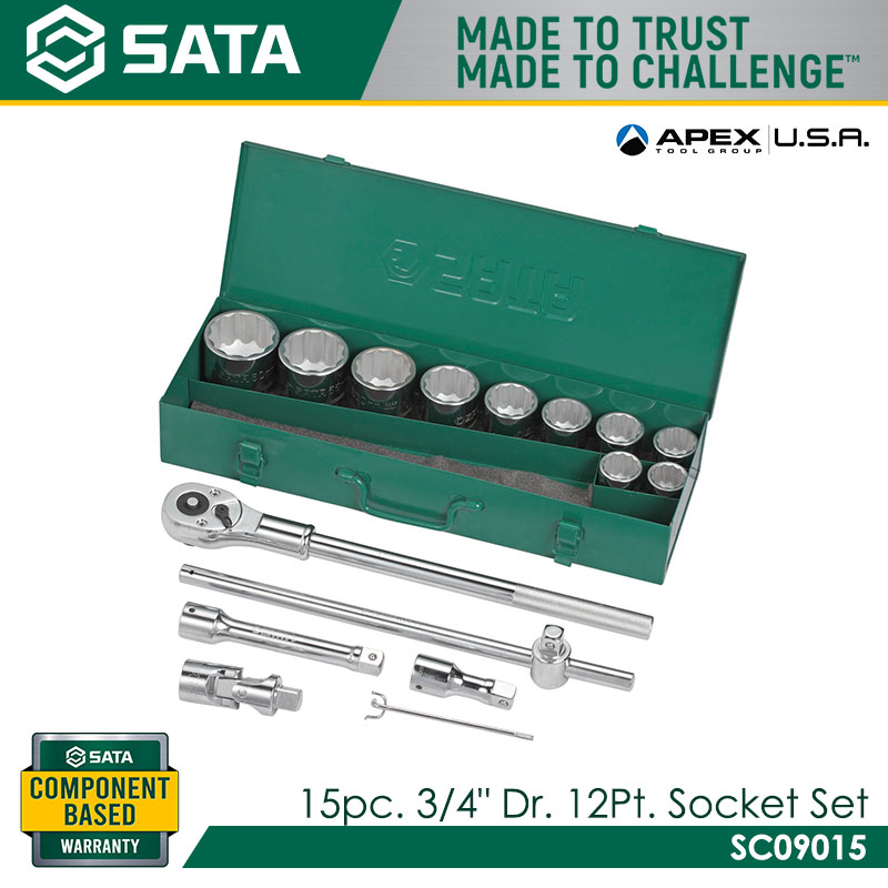 SATA SC09015 15Pc. 3/4" Dr. 12Pt. Socket Set