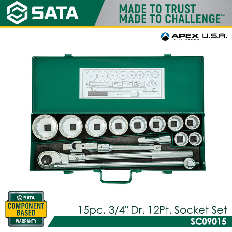 SATA SC09015 15Pc. 3/4" Dr. 12Pt. Socket Set - Image 4