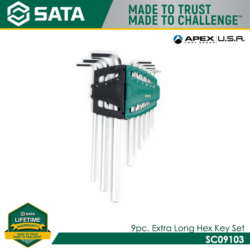 SATA SC09103 9Pc. Extra Long Hex Key Set