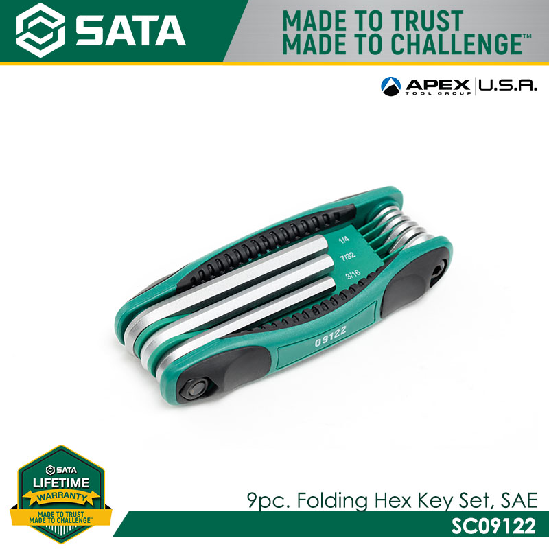 SATA SC09122 9Pc. Folding Hex Key Set, SAE