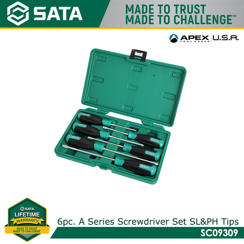 SATA SC09309 6Pc. T Series Screwdriver Set, Slotted & Phillips Tips