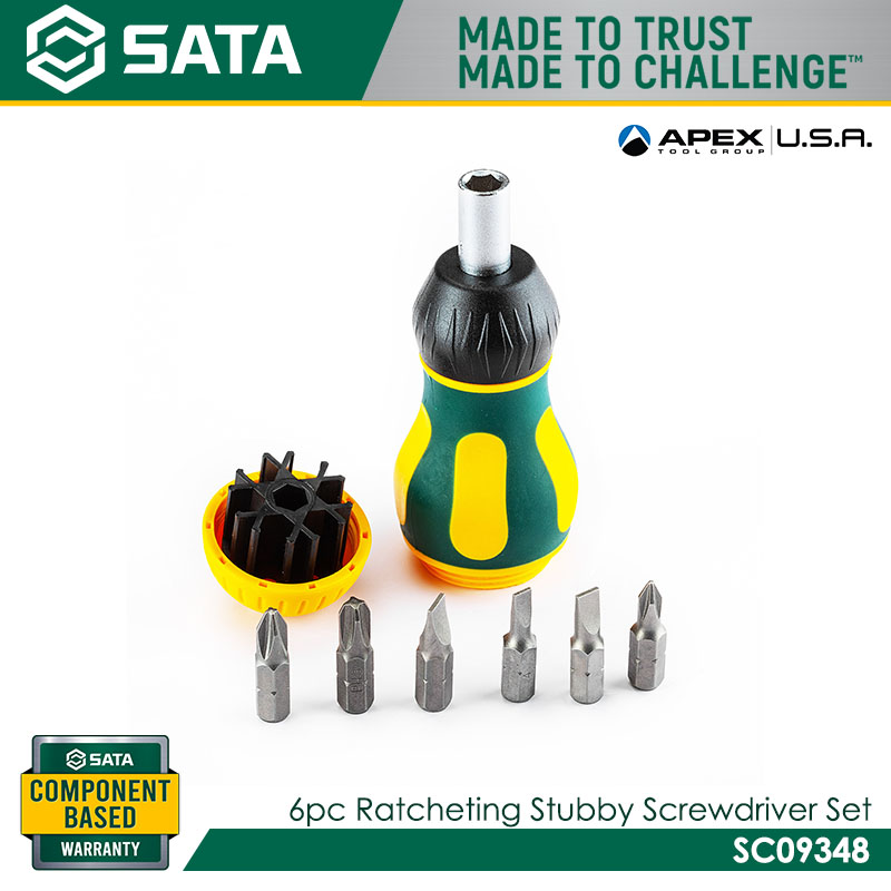 SATA SC09348 6Pc. Ratcheting Stubby Screwdriver Set - Image 2