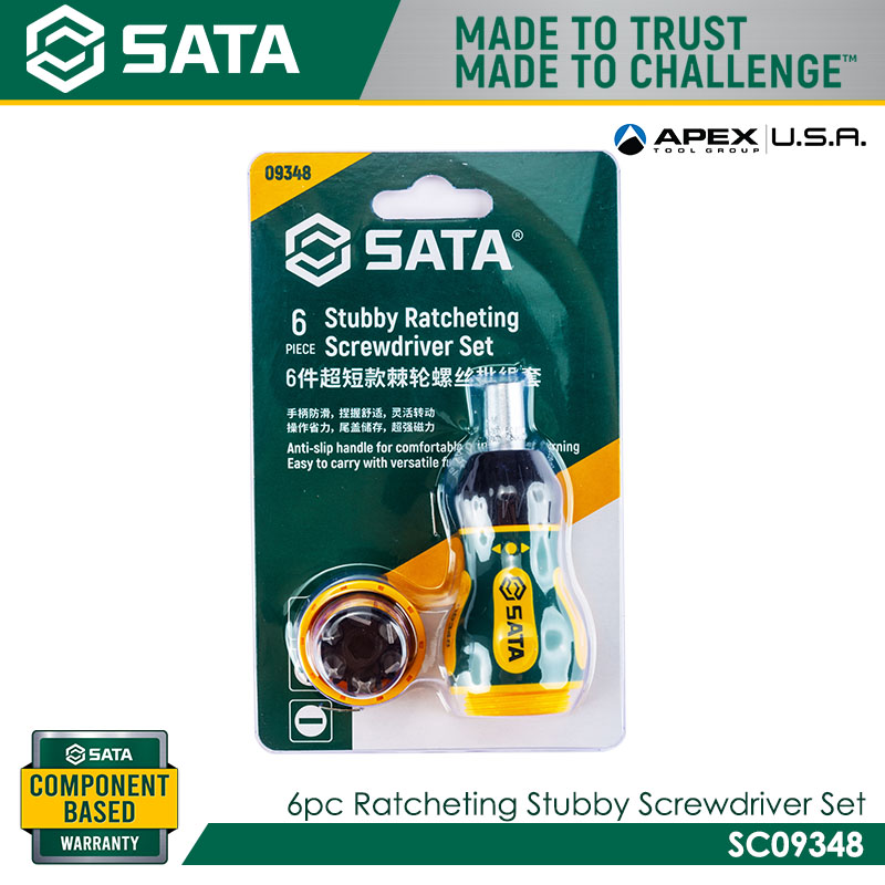 SATA SC09348 6Pc. Ratcheting Stubby Screwdriver Set - Image 3