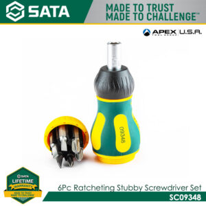 SATA SC09348 6Pc. Ratcheting Stubby Screwdriver Set