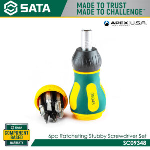 SATA SC09348 6Pc. Ratcheting Stubby Screwdriver Set