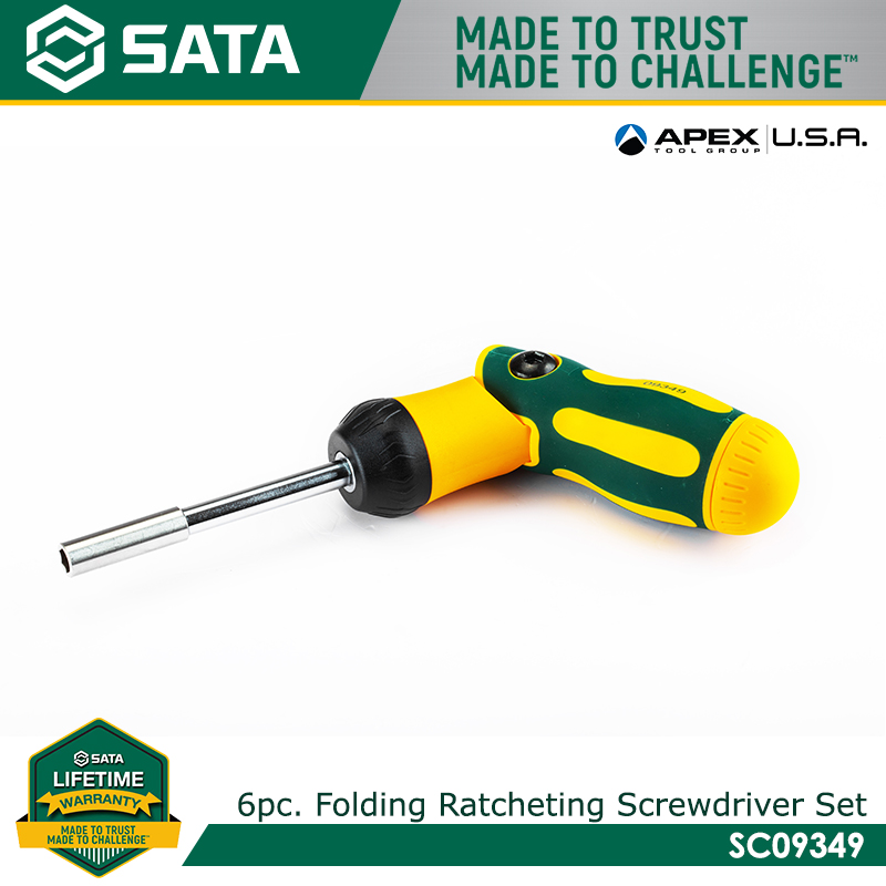 SATA SC09349 6Pc. Folding Ratcheting Screwdriver Set