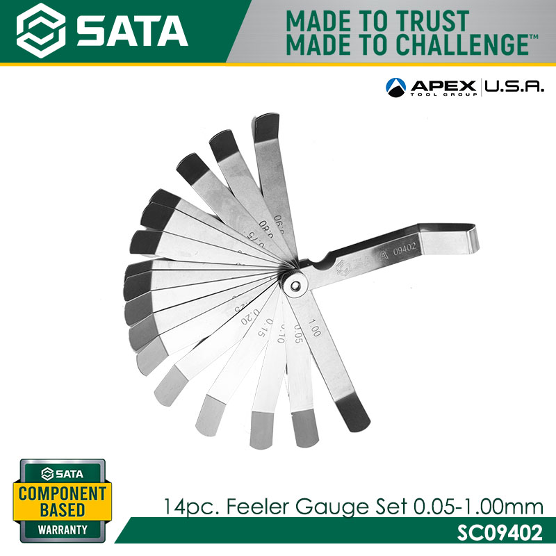 SATA SC09402 16Pc. Feeler Gauge Set 0.05-1.00mm