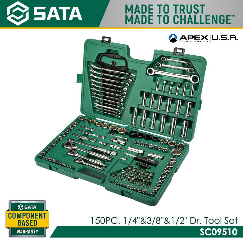 SATA SC09510 150pc. 1/4"&3/8"&1/2" Dr. Tool Set