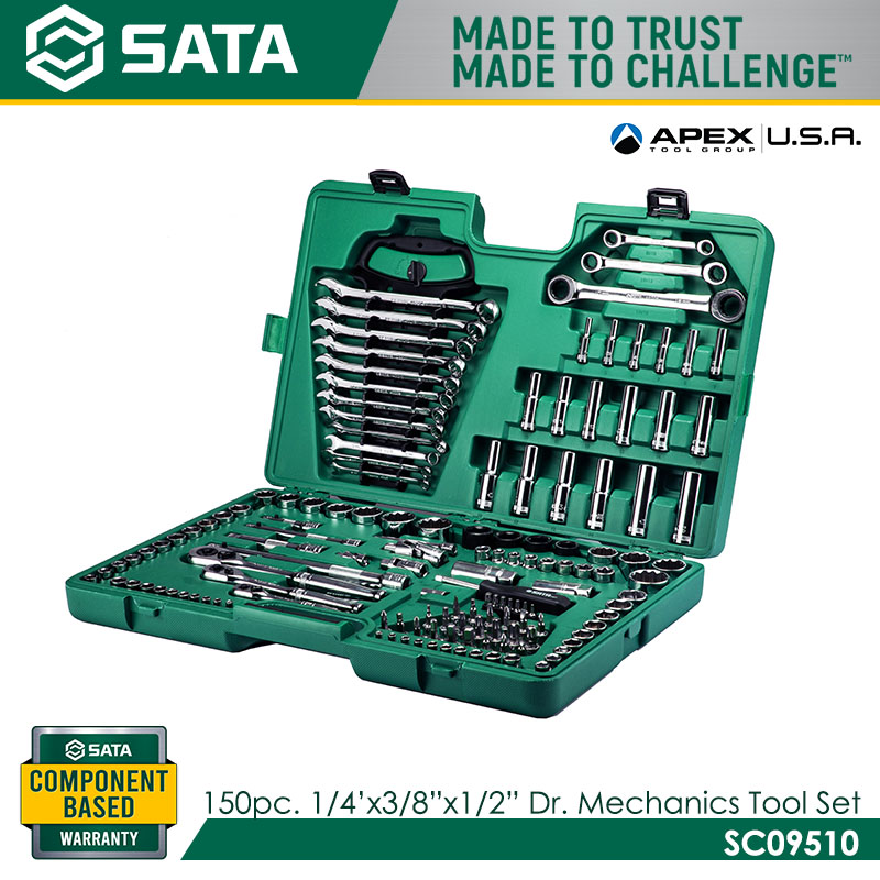 SATA SC09510 150Pc. 1/4"×3/8"×1/2" Dr. Mechanics Tool Set