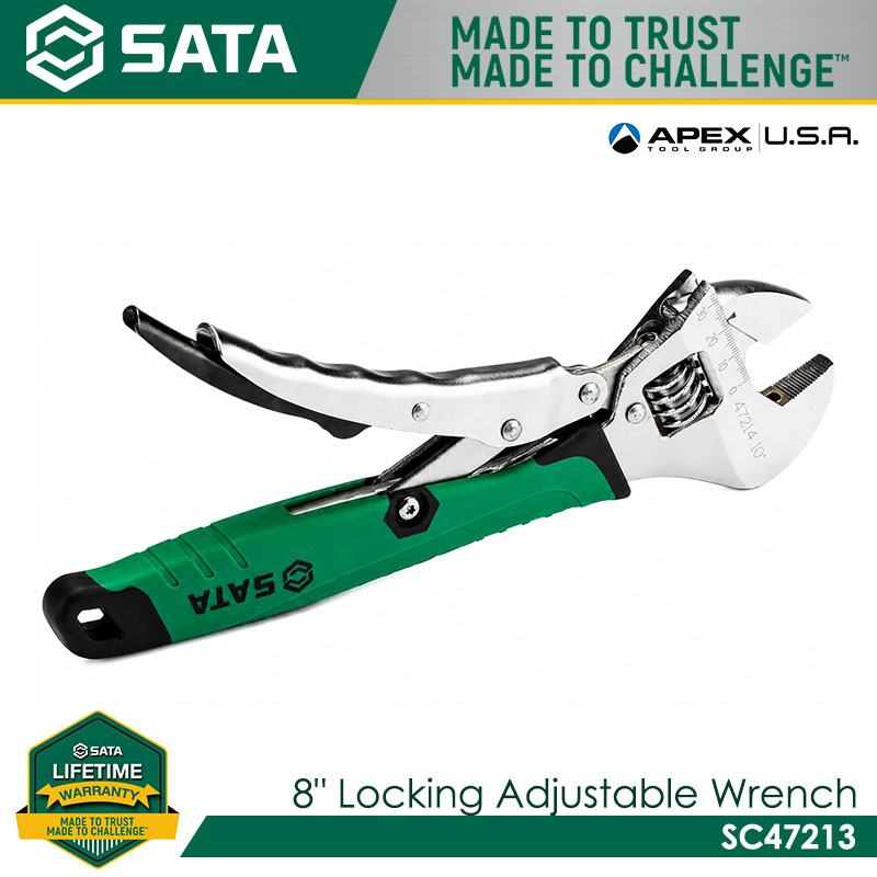 SATA SC47213 8" Locking Adjustable Wrench - Image 2