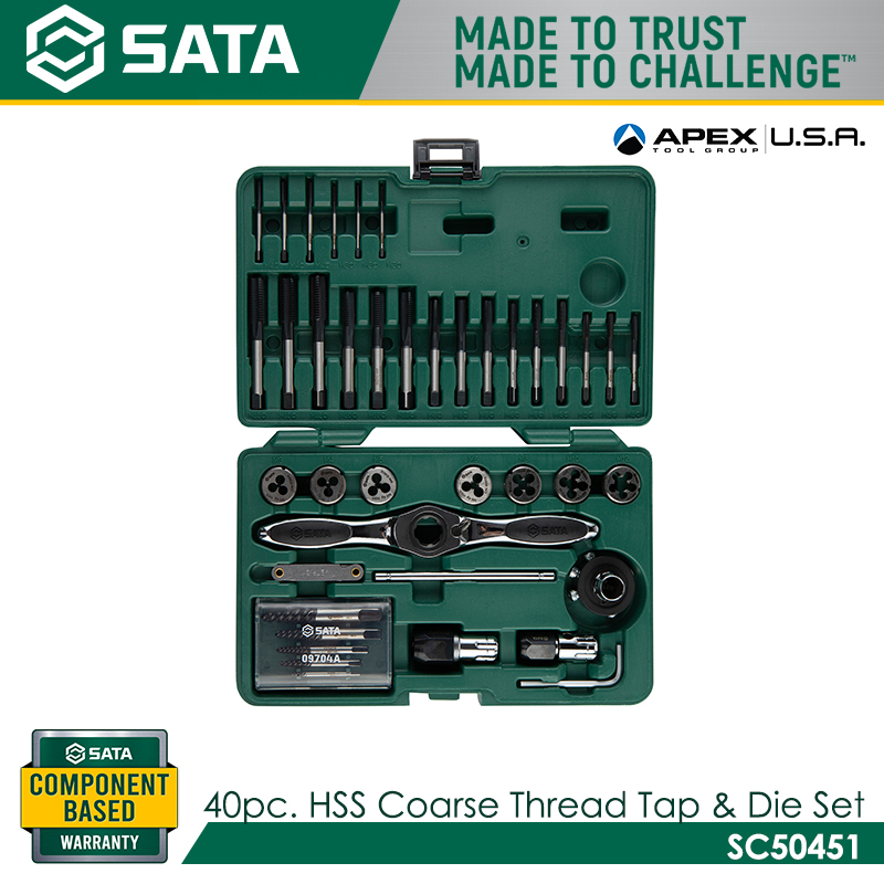 SATA SC50451 40Pc. HSS Coarse Thread Tap & Die Set