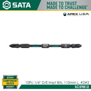 SATA SC59812 10Pc 1/4'' D/E Impt Bits, 110MM L, #2#2