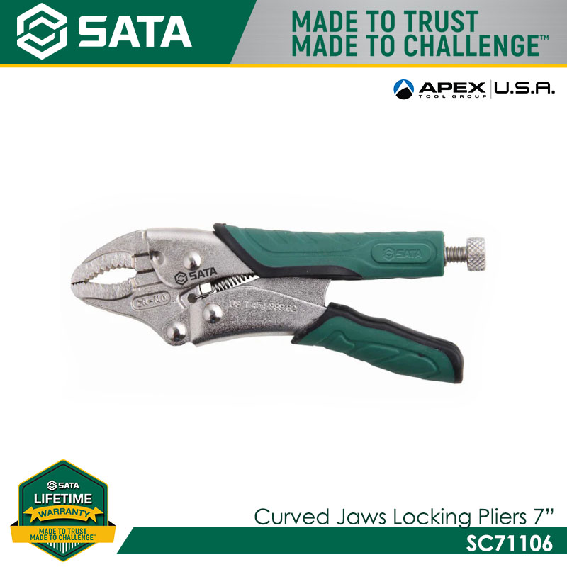 SATA SC71106 Quick Release Locking Pliers, Curved Jaw 7"