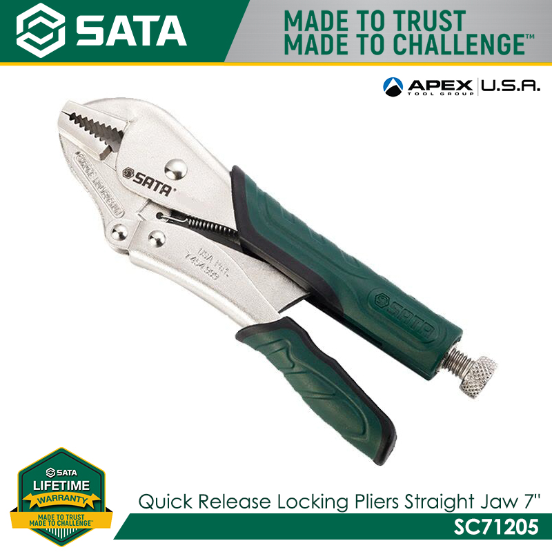 SATA SC71205 Quick Release Locking Pliers, Straight Jaw 7"